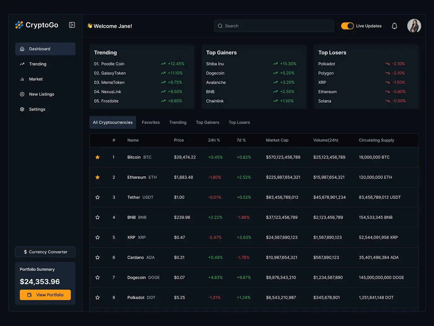Dark Mode UI Example