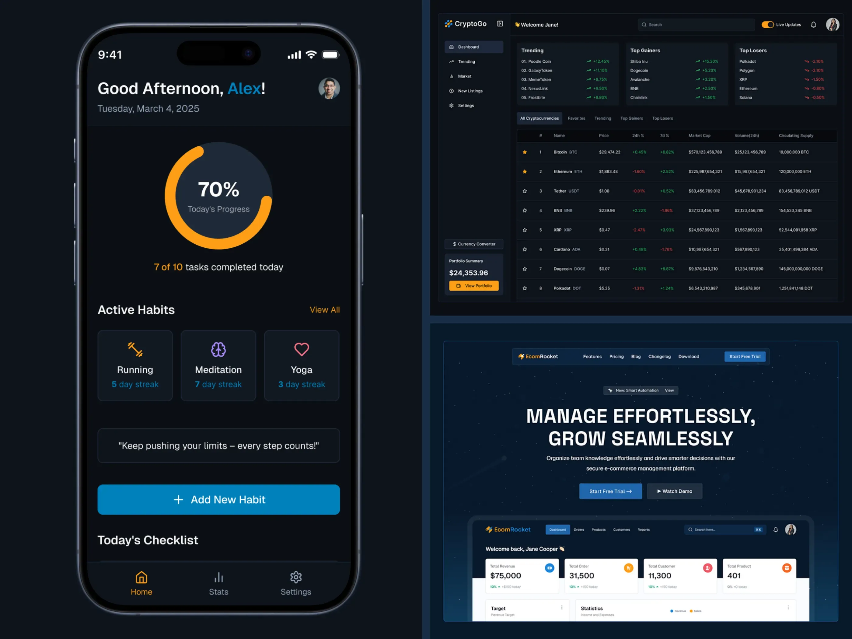 Dark Mode UI Gallery